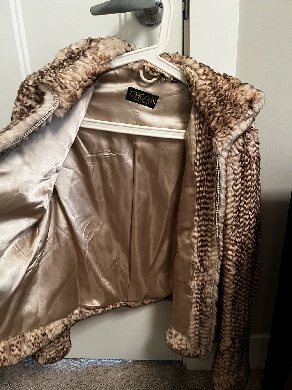 Authentic Rabbit fur Brown Patterned Jacket - Women's Coat - Picture 3 of 3